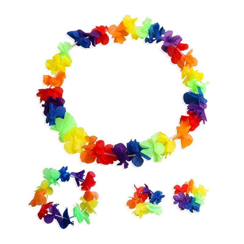 4 шт./набор Гавайские искусственные цветы Леи Ожерелье Гирлянда Повязка на голову Свадьба День рождения Пляж Тропическая вечеринка Украшение