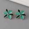 European New Fashion Simple Design Sense Alloy Dripping Flower Stud Earrings for Women Versatile Elegant Enamel Elegant Earrings