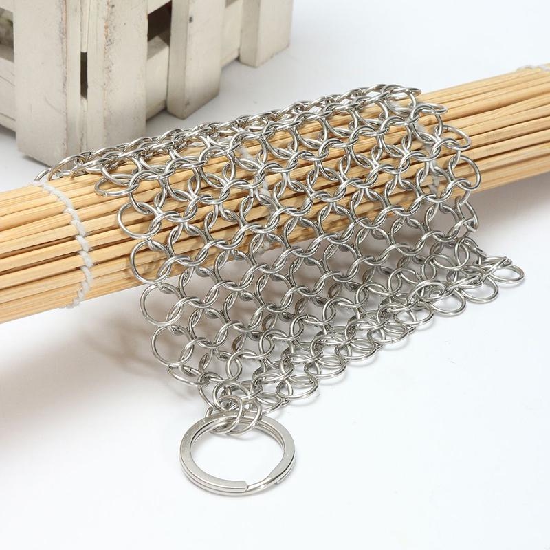 10 х 10 см сковорода из нержавеющей стали, чугунная чистящая кольчуга, скребок для звонка