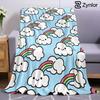 Smile Cloud Rainbow Cartoon Anime Print Flannel Blanket Soft Warm Throw for Kids Bedroom Sofa Bed Christmas Office Car