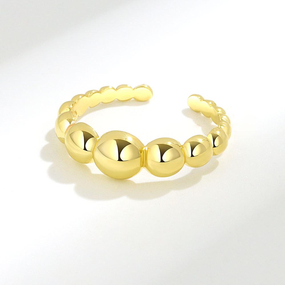 Geometric Glossy Concave Convex Shaped Ring Female Niche Design Personality High Sense Finger Ring Ins Cold Temperament Opening Index Finger Ring