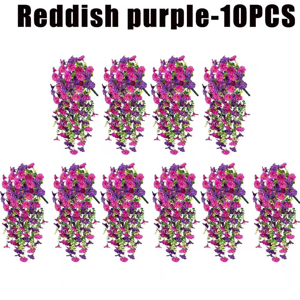 1/10PCS Artificial Morning Glory Hanging Flowers Fake Flower Outdoor Home Garden Wall Hanging Petunias Plants Wedding Decoration