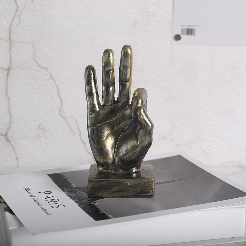 Gesture Finger Model Decoration Home Art Resin Victory Decoration Living Room Coffee Shop Creativity Vintage Desktop Crafts