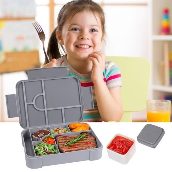 Ланч-бокс Bento, герметичный, с 6 отделениями, ложкой, вилкой, соусницей, контейнером для еды без бисфенола А для школьных закусок