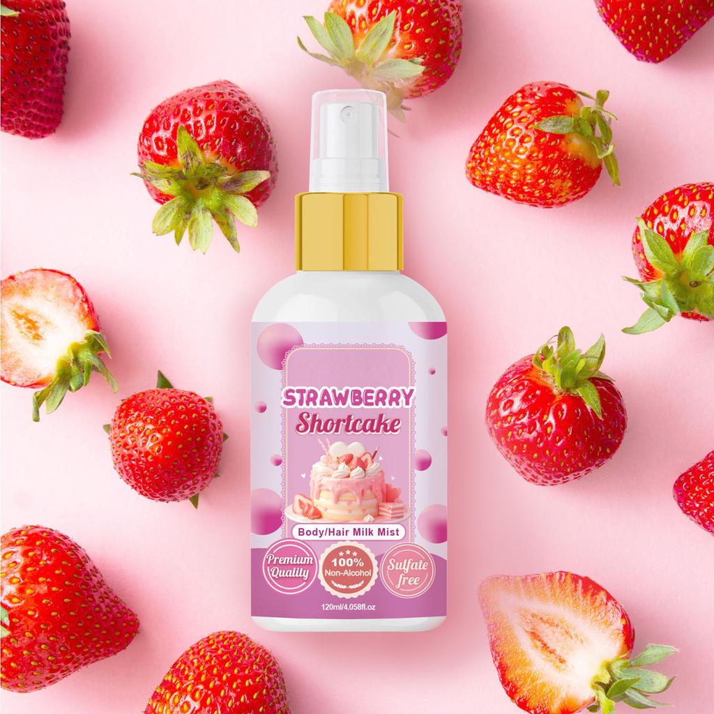 Спрей с клубничным молоком можно использовать как увлажняющий спрей для ухода за волосами или спрей для тела 120 мл