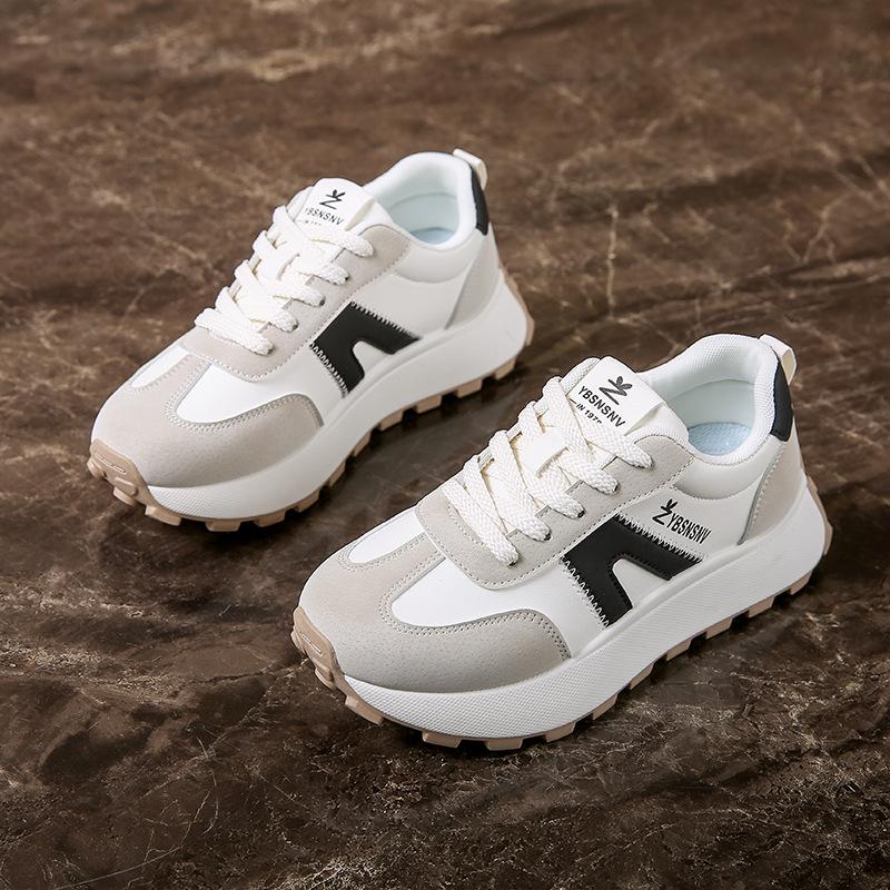 Ins корейская версия новой женской обуви для пап 2025 года, весна, студенческая спортивная обувь для бега на платформе, увеличивающая рост, повседневная обувь для женщин 2F27