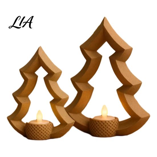 Valentine Day Gift 3D Printed Christmas Tree Candle Holder, Minimalist Tea Light Stand for Festive Table Centerpiece Holiday Home Decor,