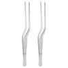Offset Tweezers, 16cm Stainless Steel, Precision Serrated Tip Tweezers for Kitchen and Cooking, Gardening and Decorating, Plated, 2 Pieces