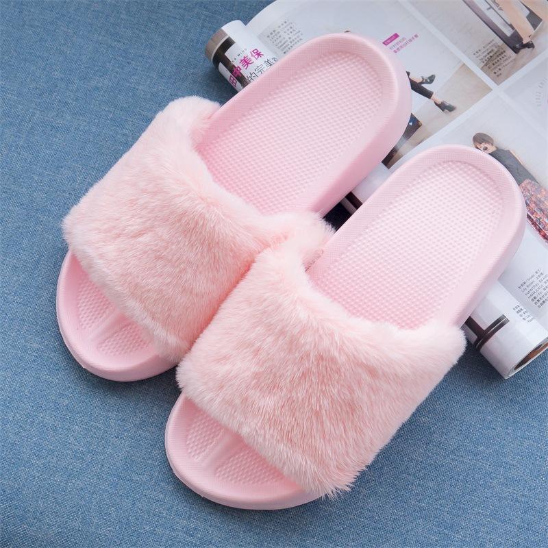 Новые женские тапочки, модные универсальные домашние плюшевые шлепанцы с плоской подошвой, домашние шлепанцы, осенне-зимние нескользящие тапочки