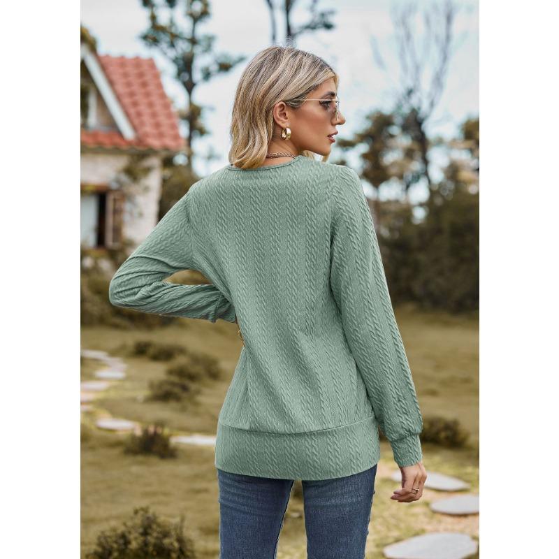 Весенне-осенняя женская блузка, однотонная, с квадратным вырезом, свободный топ с длинными рукавами и кроссовером