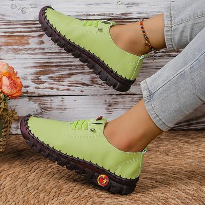 Ретро повседневные одинарные туфли 2024 года, осень, новые дышащие туфли с автомобильной строчкой на подошве из коровьих сухожилий, большие размеры, женские одинарные туфли Zapatos Mujer