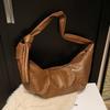 Large-capacity Retro Soft Leather Dumpling Bag Laid-back Style Casual Horn Single-shoulder Crossbody Bag