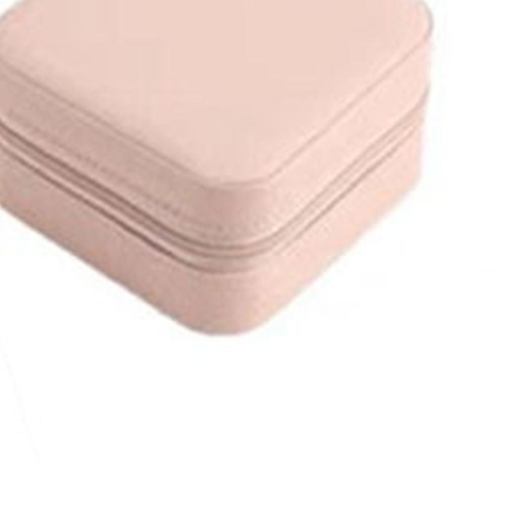 Portable Jewelry Case Multiple Grids Lightweight Mini Travel Jewellery Box with Zipper for Home Business Trip Pink