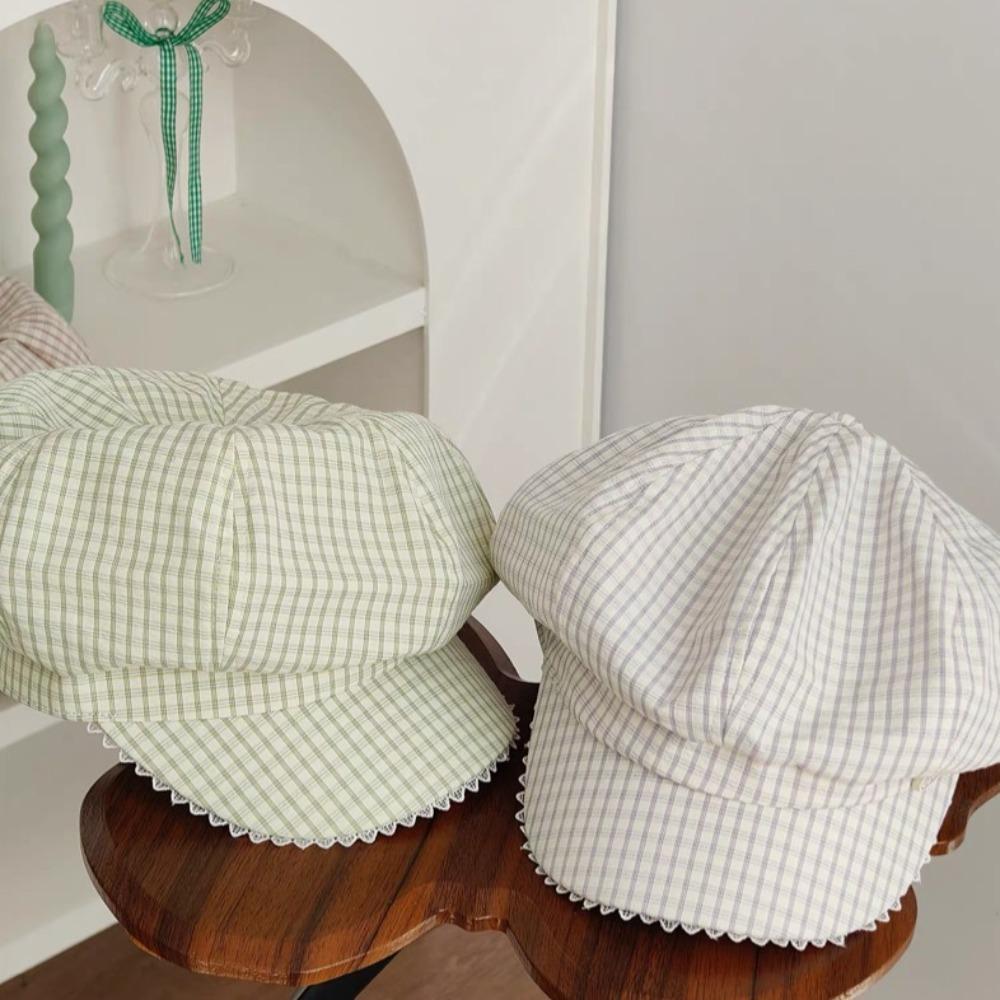 Тонкие клетчатые береты Y2k восьмиугольная шляпа новые кепки газетчика уличные