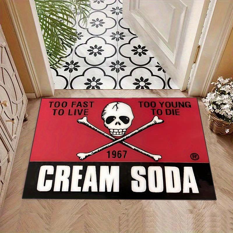A Cream Soda Red-patterned Office Rug - Durable Polyester Fabric,Ideal for Use Under Desks,Chairs,and for Home Decor,Holiday Gifts,Office Ch