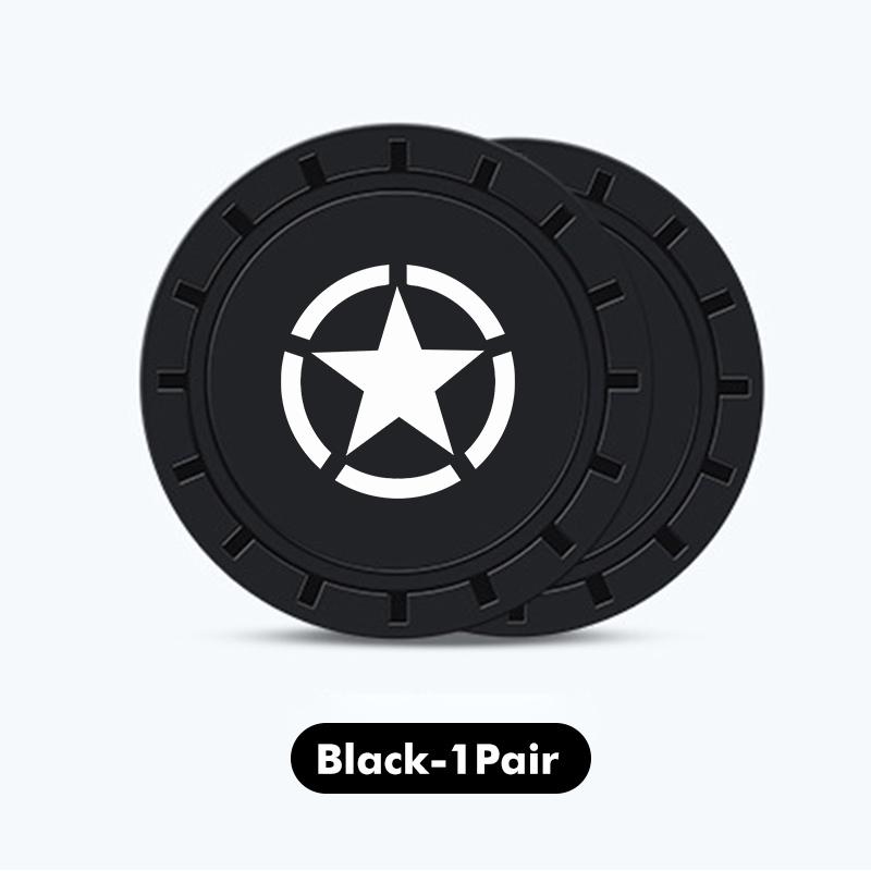 For Jeep 2Pcs PVC Silicone Car Coaster Water Cup Bottle Holder Mat Anti-slip Pad Coaster Cherokee Wrangler JK Gladiator Compass AJV1