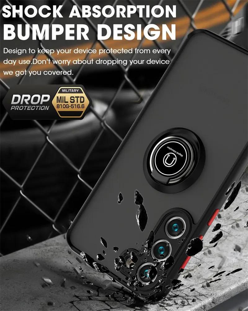 Противоударный бронированный матовый чехол для Samsung Galaxy A55 A35 M14 M23 M13 M32 M31 M33 M51 M52 M53 M54 Магнитный держатель кольцо подставка чехол