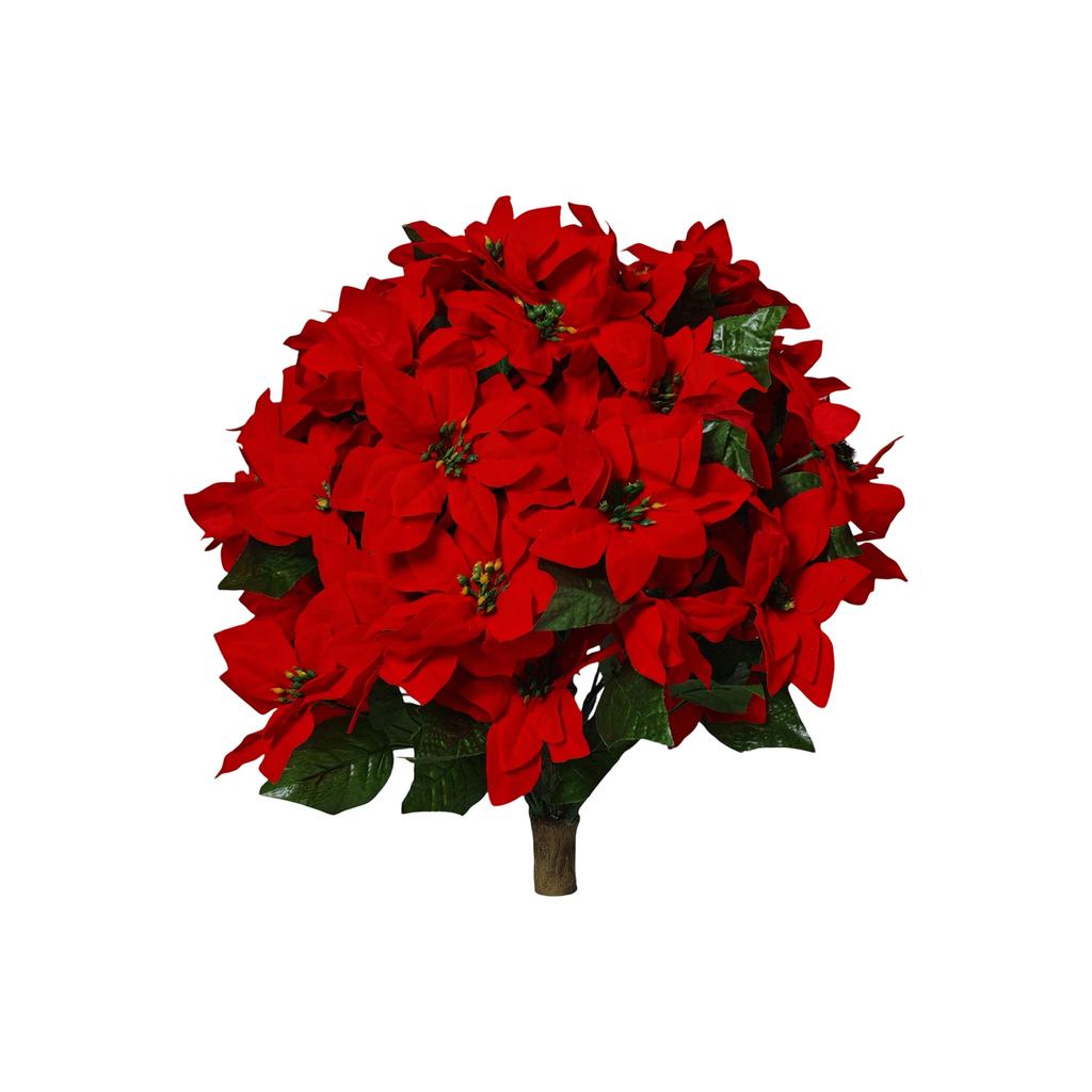 15-дюймовый искусственный букет пуансеттии, красный куст пуансеттии, шелковый букет пуансеттии, подходит для внутреннего и наружного украшения дома, крыльца, сада.