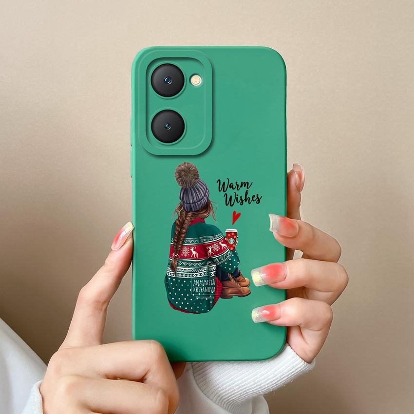 Новый чехол для Vivo iQOO U5x Z9 Lite Y400 Pro Y03t Y02t Y18i Y18t Милый чехол для телефона для девочки Защитная пленка для экрана Жидкий силикон Пылезащитный чехол для корпуса Vivo