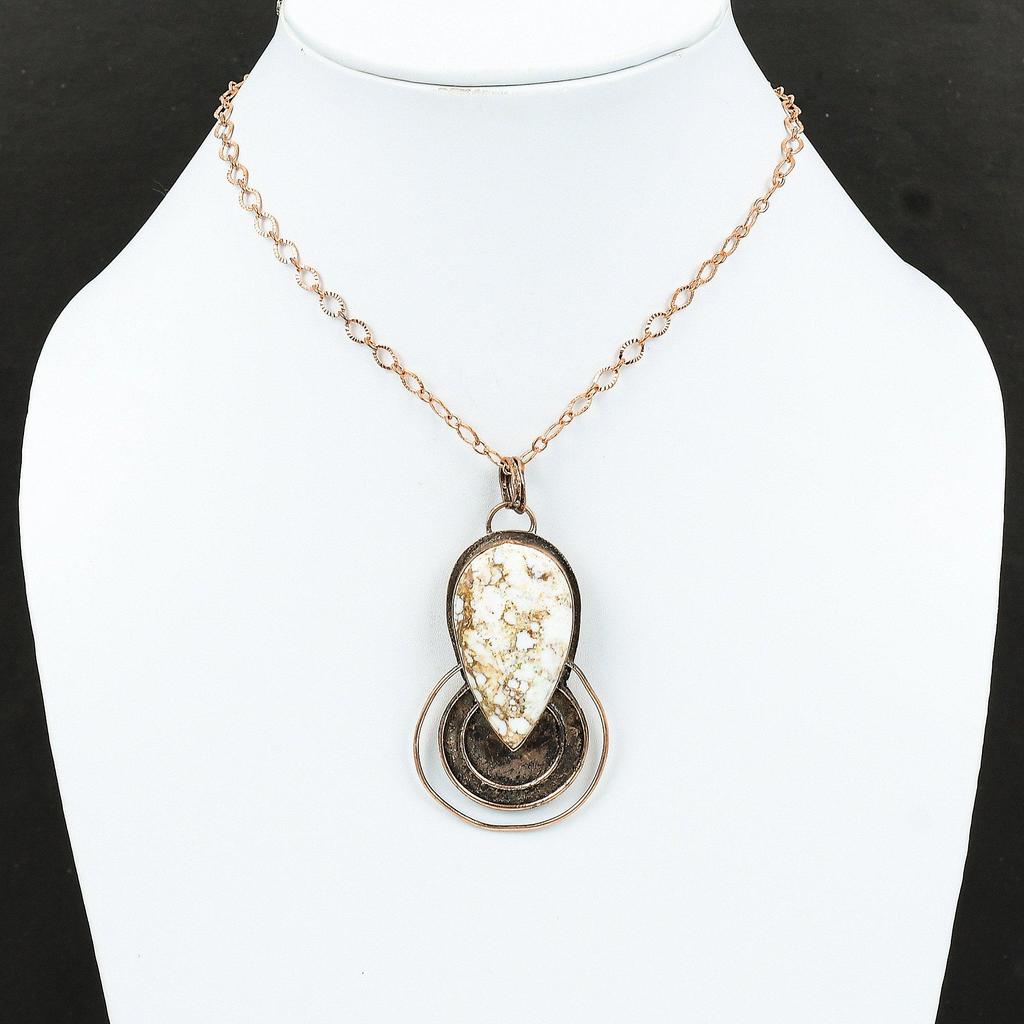 Подвеска из магнезита «Дикая лошадь», медная подвеска, подвеска ручной работы, изящные медные украшения, достойная подвеска с драгоценным камнем, подарок для нее, украшения в этническом стиле