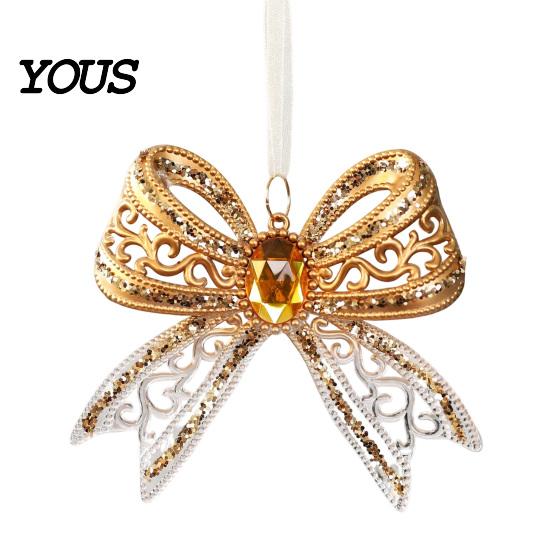 Reusable Acrylic Bows Faux Crystal Bow Christmas Ornament, Sparkly Hollow Party Hanging Supplies Knot Decoration for Home New Year Decor Seasonal