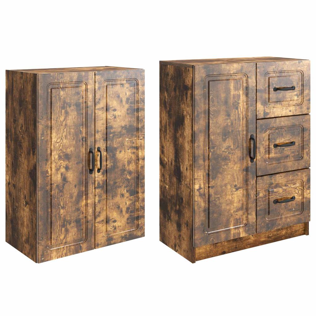 Cabinet Set 2 pcs Smoked Oak Wood Based Material