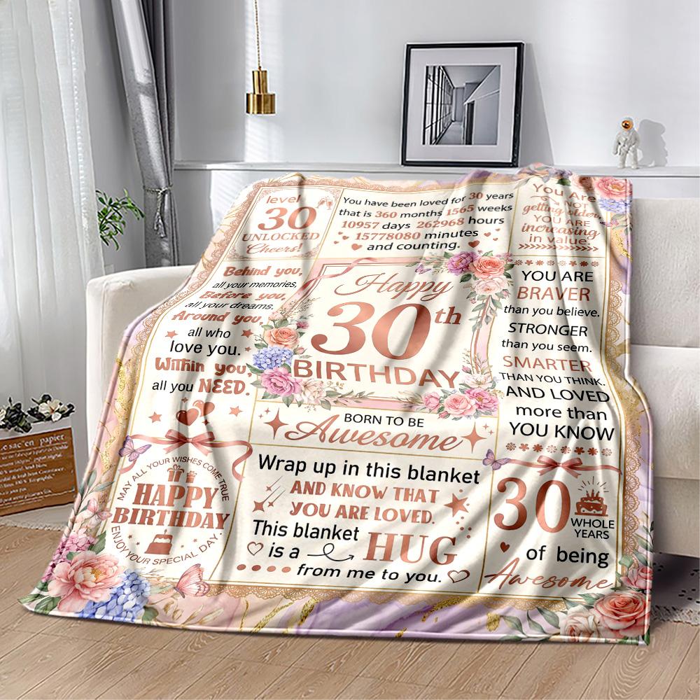Happy 30th Birthday! Blanket Soft & Cozy Great for Livingroom Couch Office Chair All-Season Use Playful Design Ideal Gift For Birthday Valentine'S Day