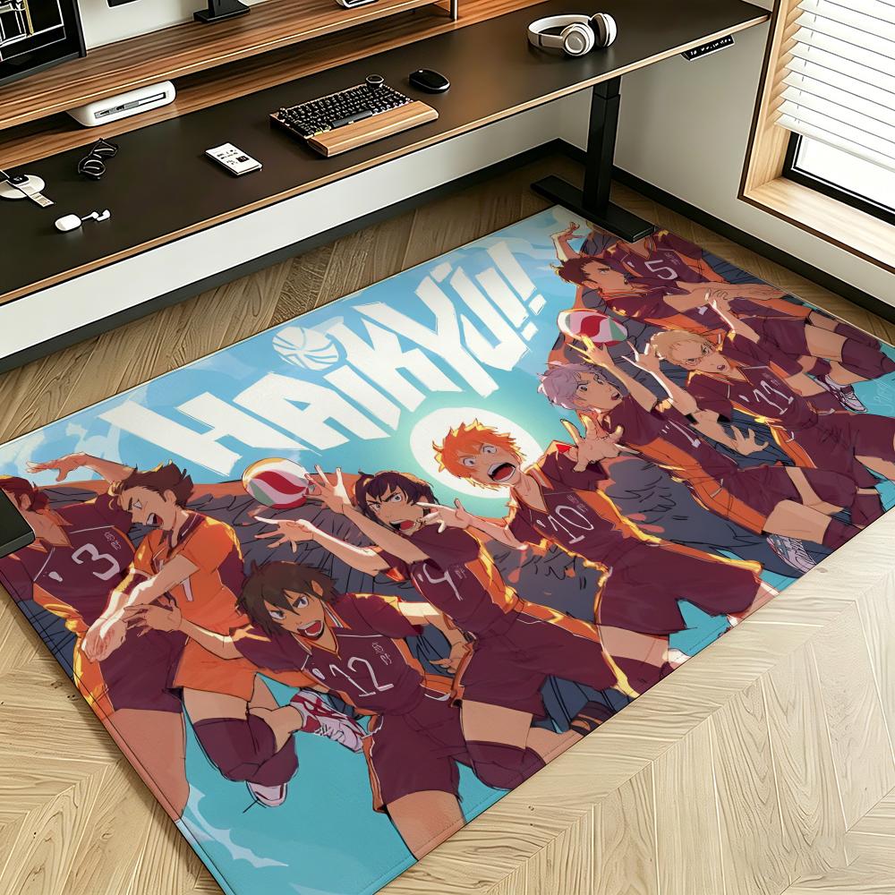 anime H-Haikyuu!! Floor Mat Soft Flannel Floor Mat Suitable for Entryways, Living Rooms, Bedrooms, and Bathrooms