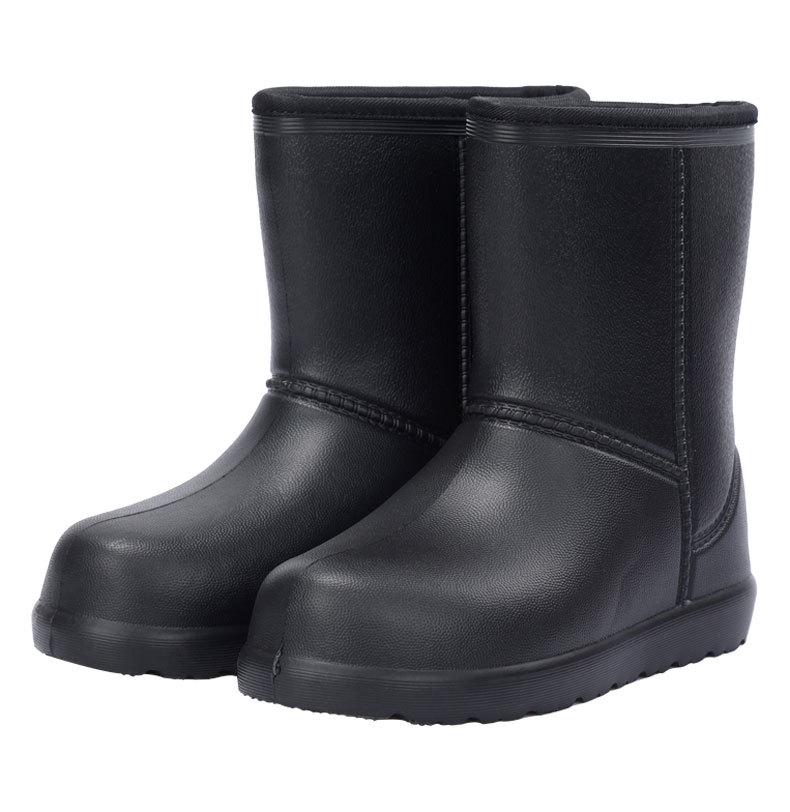 Сапоги до середины икры Aote Step-On Rain EVA 902, черные хлопковые подкладки, нескользящая резиновая обувь для зимы, мытья машин, рыбалки и защиты труда.