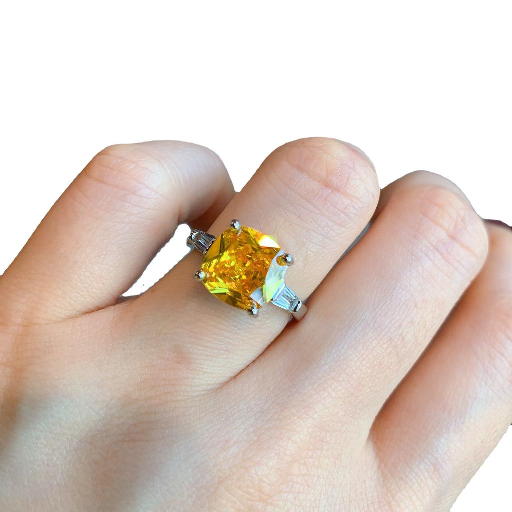 Новое кольцо знаменитости с квадратной имитацией изумруда, имитация цвета параиба, ювелирное кольцо