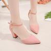2024 Spring and Summer New One-button High Heels Thick Heel Pointed Korean Version Hollow Sandals Shoes Pumps