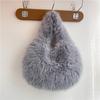 Autumn and Winter Plush Shoulder Handbag Crescent Bag Fashionable Armpit Bag Cute Ladies Wallet