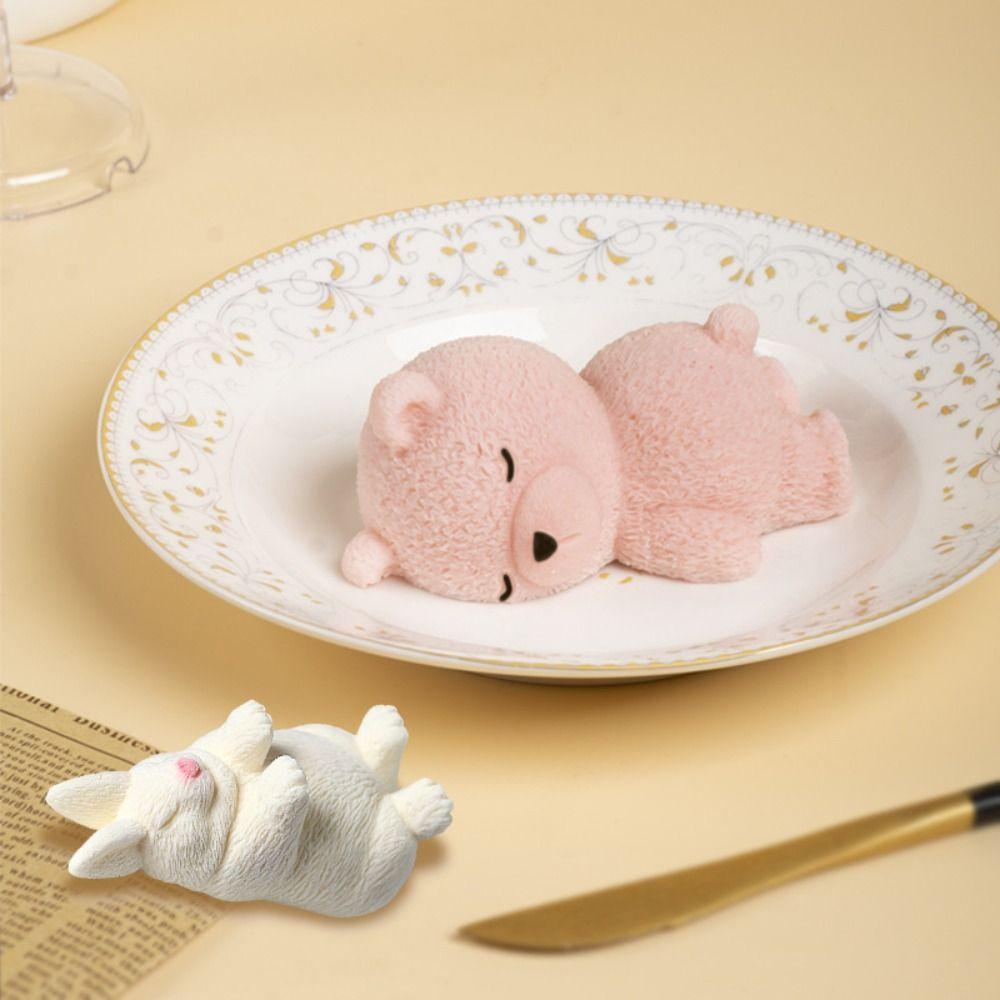 Food Grade Pudding Mold Mousse Candle Mould Dessert Tool Sleeping Bear Mold DIY
