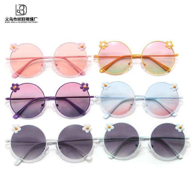 Children'S Sunglasses Fashion Wear Party Party Glasses Cute Girl Flower Boy Metal Frame Sunglasses