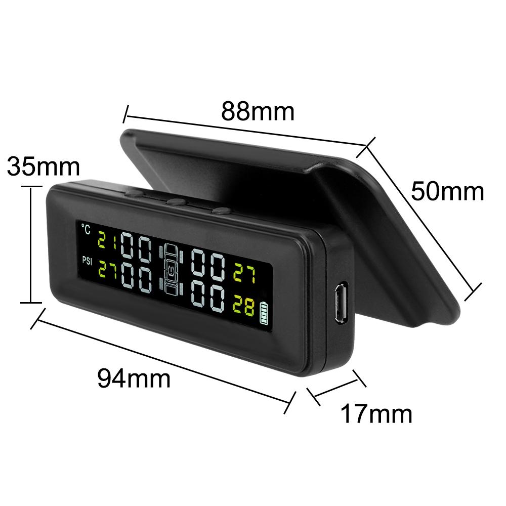ЖК-дисплей Солнечная энергия 4 датчика Система контроля давления в шинах Автотестер Комплект сигнализации безопасности Умный автомобиль TPMS Цифровой тестовый комплект