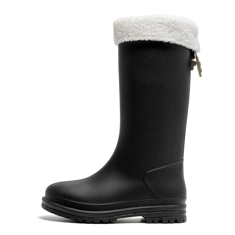 Женские резиновые сапоги в корейском стиле с бархатной подкладкой — теплые, удобные, износостойкие, с мягкой резиновой подошвой
