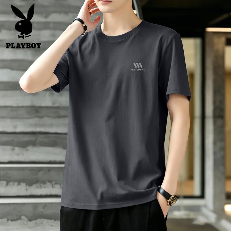 PLAYBOY Men's 2026 Summer Casual Cotton Short Sleeve T-Shirt