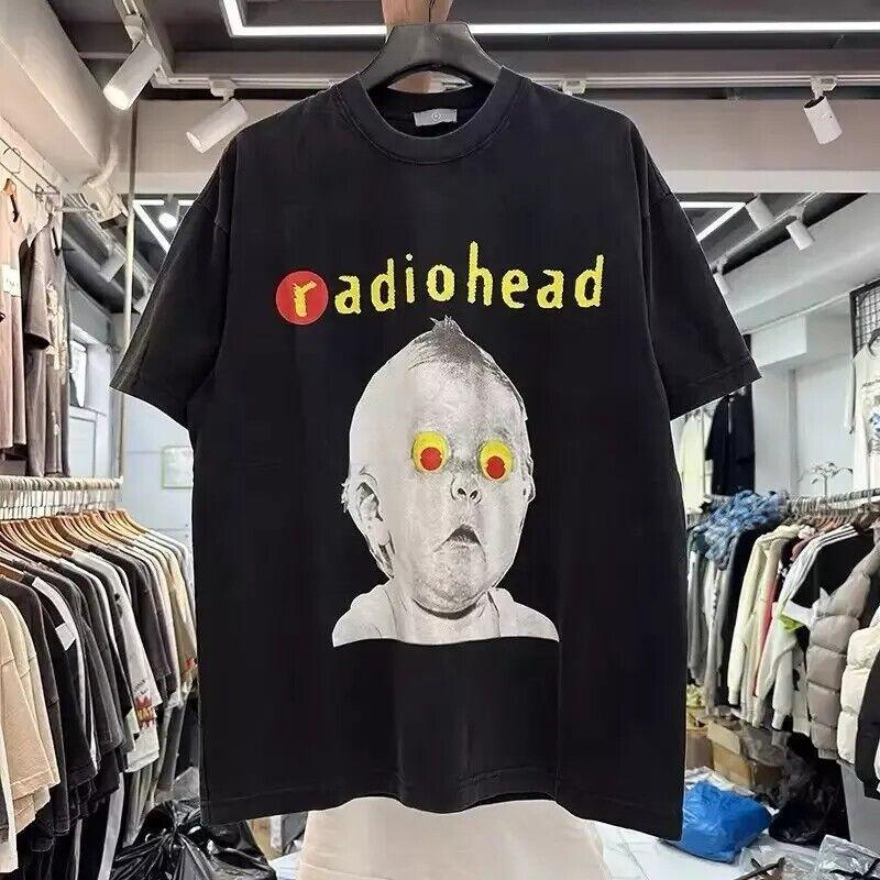 Radiohead Ретро Группа Графический Черный Унисекс Хлопковая Футболка Репринт S-5XL Унисекс Футболка