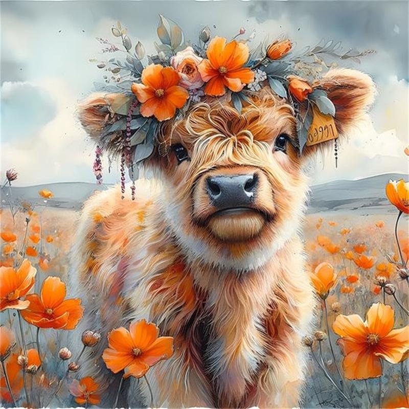 Diy Diamond Mosaic Animal Cow Full Diamond Painting Flower New Collection Art Home Decorative Rhinestone Pictures