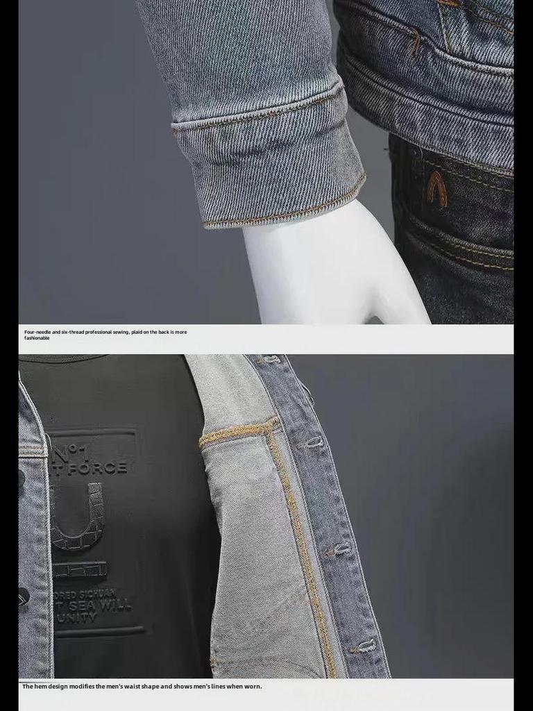 Мужская джинсовая куртка свободного кроя весна/осень 2024 года – повседневная рабочая одежда больших размеров для мужчин среднего возраста