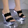 14cm Block Heel Wedge Sandals Women's Summer Anti-slip Platform Sole Sexy Luminous Versatile Shoes LFD-10365-A71