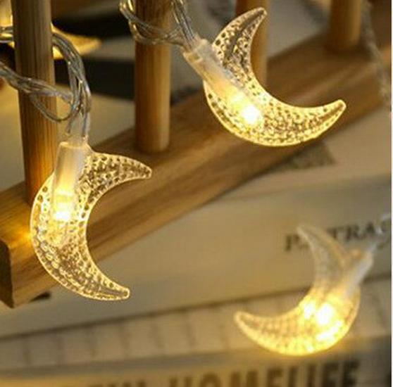 Eid al-Adha Star & Moon LED String Lights with Kerosene Lamp & Moon Castle for Muslim Feast of Sacrifice Décor
