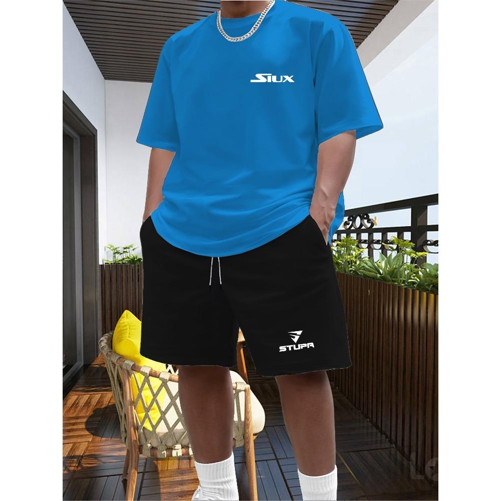 Мужской летний пляжный спортивный костюм, повседневный уличный, для баскетбола, удобный, комплект из двух предметов: модная свободная футболка и шорты