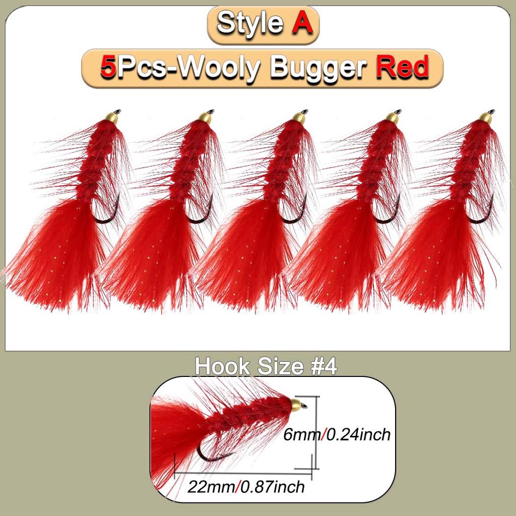 5 шт. латунная головка из бусины мохнатые стримеры рыболовные приманки красные черные крючок для вязания мушек для соленой воды форелевые мушки приманка