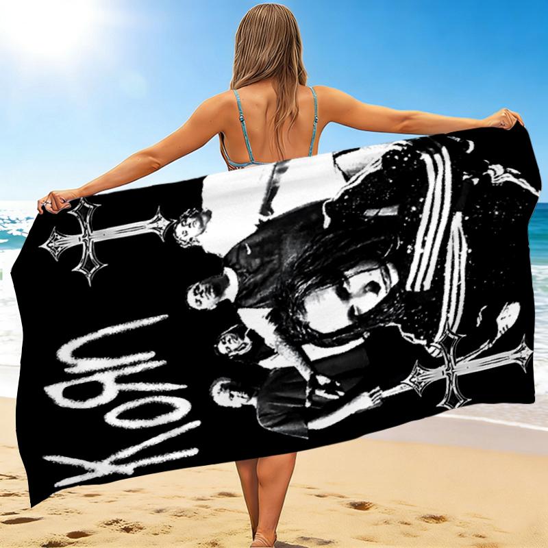 1Pc Korn Band Cross Symbol Beach Towel, Quick Dry, Multi-Use for Beach Pool Gym Yoga Home Travel, Christmas, Halloween, Xmas Gift M928385