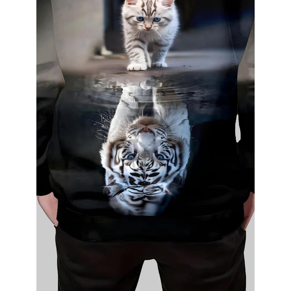 Толстовка с капюшоном Tiger Cat для мальчиков — с длинным рукавом, повседневная, 3D-принт, толстовка на весну и осень, толстовки с капюшоном для мальчиков на открытом воздухе