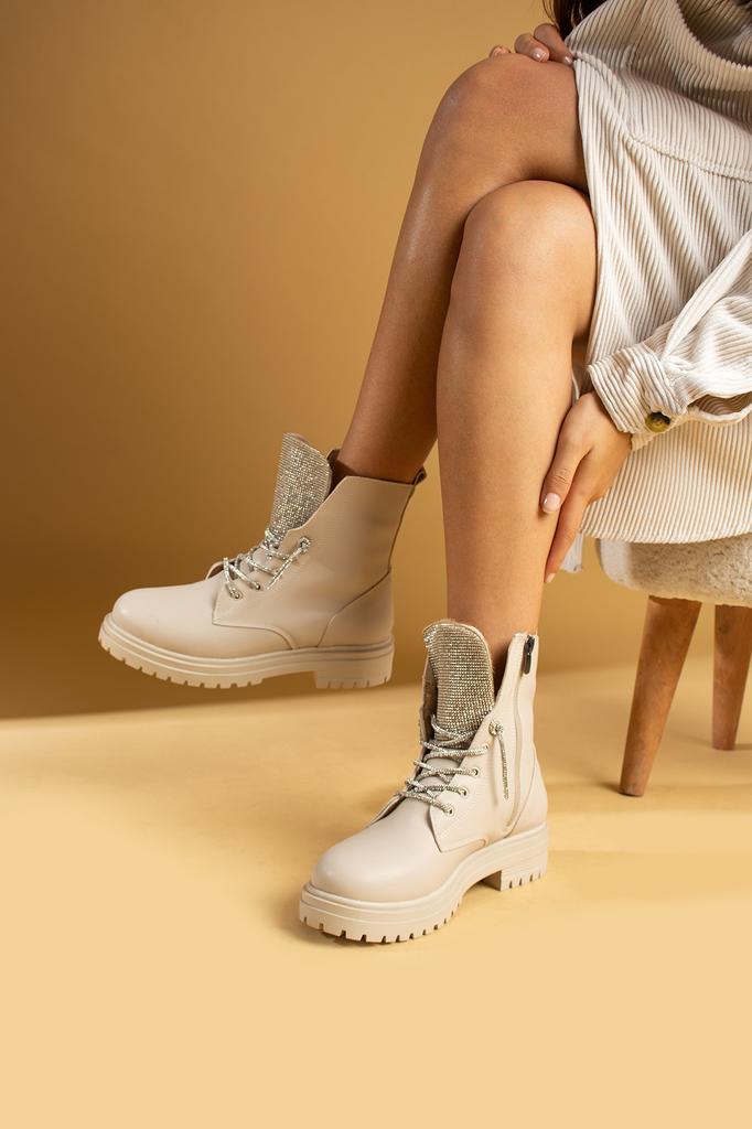 Женские ботинки с теплой подкладкой и удобной подошвой на шнуровке и молнии 57-321-23