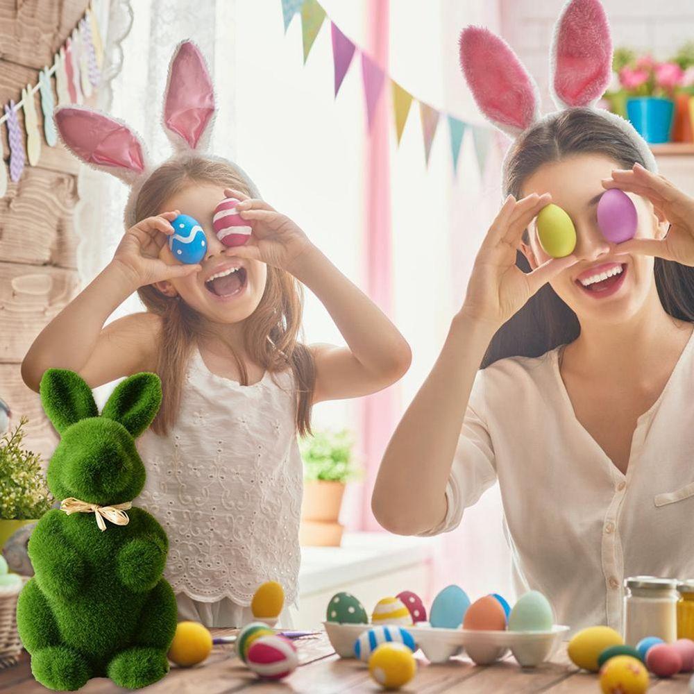 Статуэтки Украшения Пасхальный Искусственный Мох Зайчик Искусственный Газон Садовые Украшения Домашний Офисный Декор