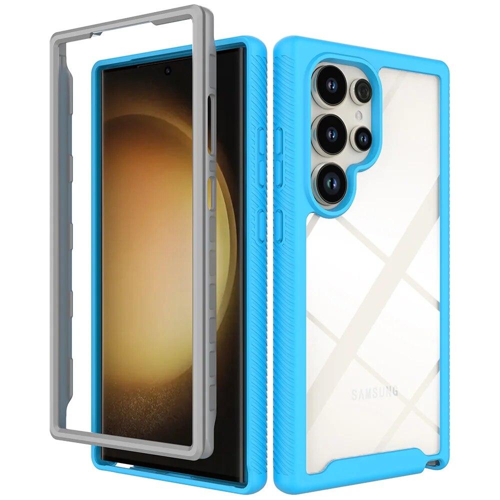 Гибридный прочный защитный чехол для Samsung Galaxy S24 Ultra Case S24 + противоударный бампер Прозрачный кристалл задняя крышка S24 Plus Funda