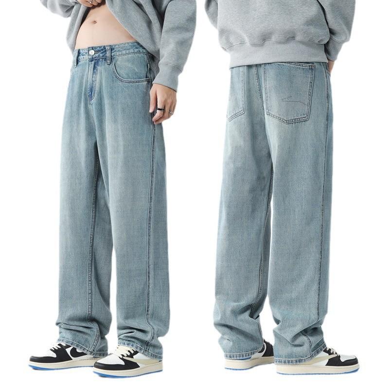 Прямые широкие джинсы мужские осенние свободные повседневные универсальные мужские американские джинсы широкие брюки мужские осенние